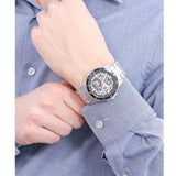 Fossil FB-01 Automatic Skeleton Black Dial Silver Steel Strap Watch for Men - ME3190