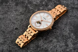 Fossil Jacqueline Analog Moonphase Mother of Pearl White Dial Rose Gold Steel Strap Watch for Women - ES5165