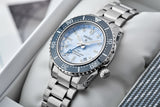 Seiko Prospex Limited Edition Automatic GMT Glacier Blue Dial Silver Steel Strap Watch For Men - SPB385J1