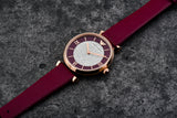 Emporio Armani Gianni T Bar Crystals Maroon Dial Maroon Leather Strap Watch for Women - AR11487