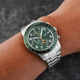 Fossil Sport Tourer Chronograph Green Dial Silver Steel Strap Watch for Men - FS6048