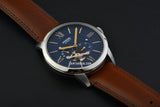 Fossil Townsman Automatic Blue Dial Brown Leather Strap Watch for Men - ME3110