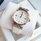 Versace Greca White Dial White Leather Strap Watch for Women - VELW00120