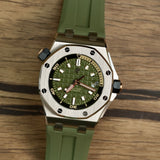 Audemars Piguet Royal Oak Offshore Diver Green Dial Green Rubber Strap Watch for Men - 15720ST.OO.A052CA.01