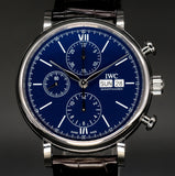 IWC Portofino Chronograph Blue Dial Black Leather Strap Watch for Men - IW391023