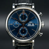 IWC Portofino Chronograph Blue Dial Black Leather Strap Watch for Men - IW391036