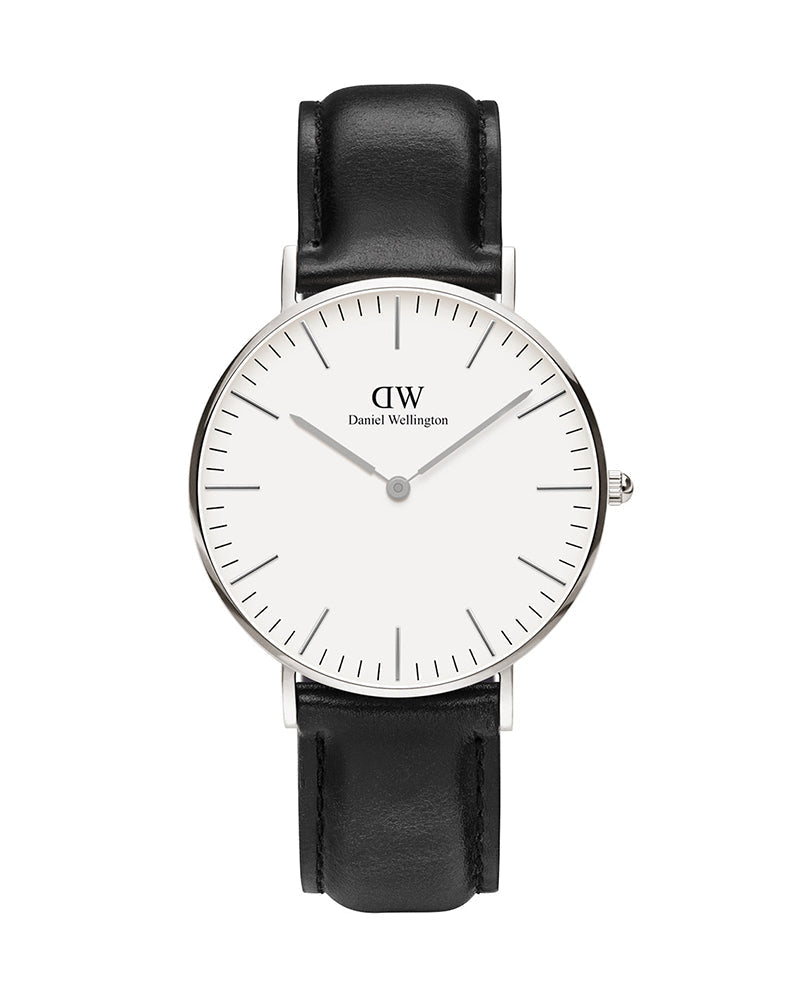 Daniel Wellington Classic Sheffield White Dial Black Leather Strap Watch For Women - DW00100053