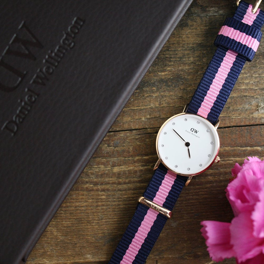 Daniel Wellington Classy Winchester White Dial Two Tone NATO Strap Watch For Women - DW00100065