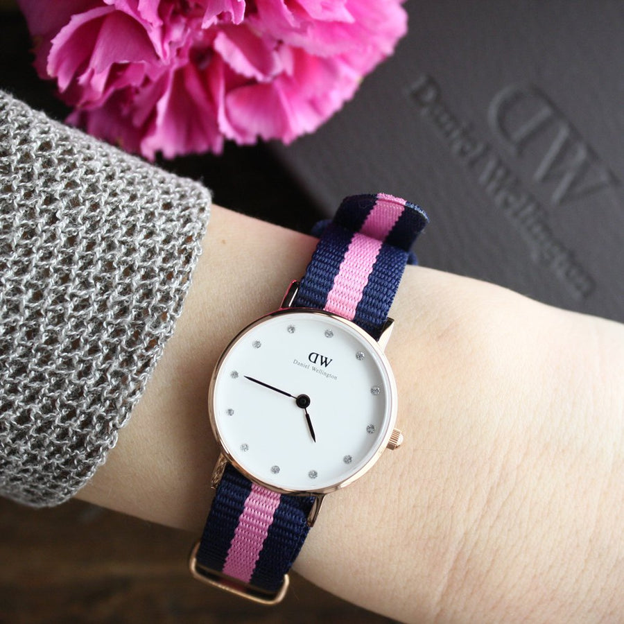 Daniel Wellington Classy Winchester White Dial Two Tone NATO Strap Watch For Women - DW00100065