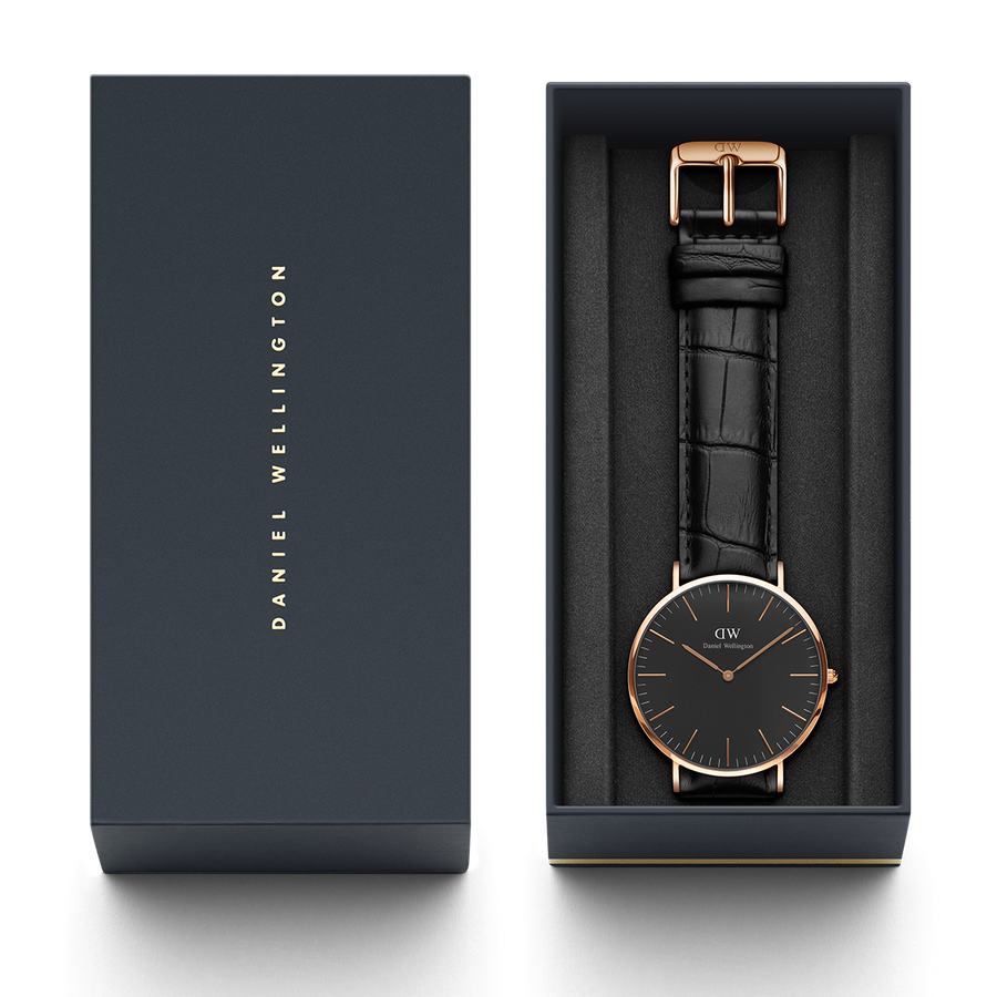 Daniel Wellington Classic Reading Black Dial Black Leather Strap Watch For Men - DW00100129