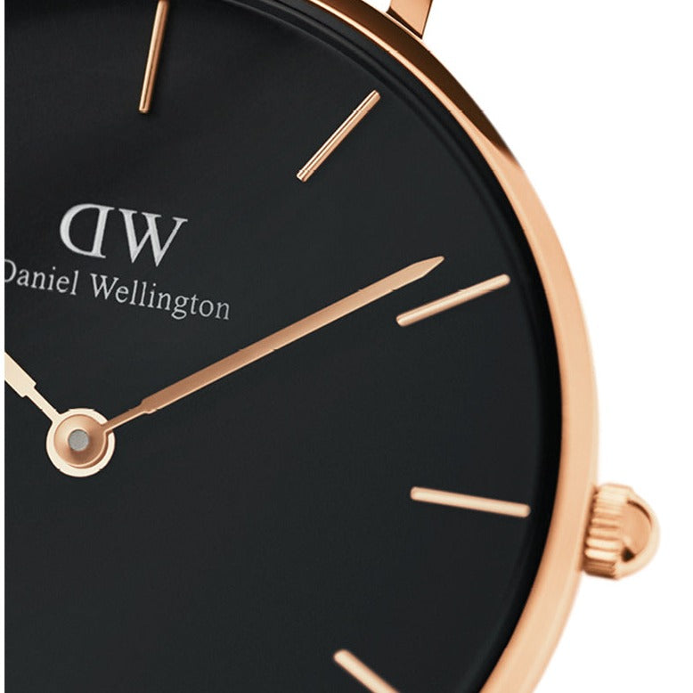 Daniel Wellington Classic Petite Cornwall Black Dial Black NATO Strap Watch For Women - DW00100215