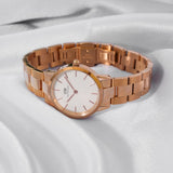 DW00100211-3-2 Rose Gold Watch on White Silk