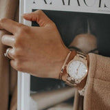 Rose gold watch and bracelet on wrist, DW00100211-8