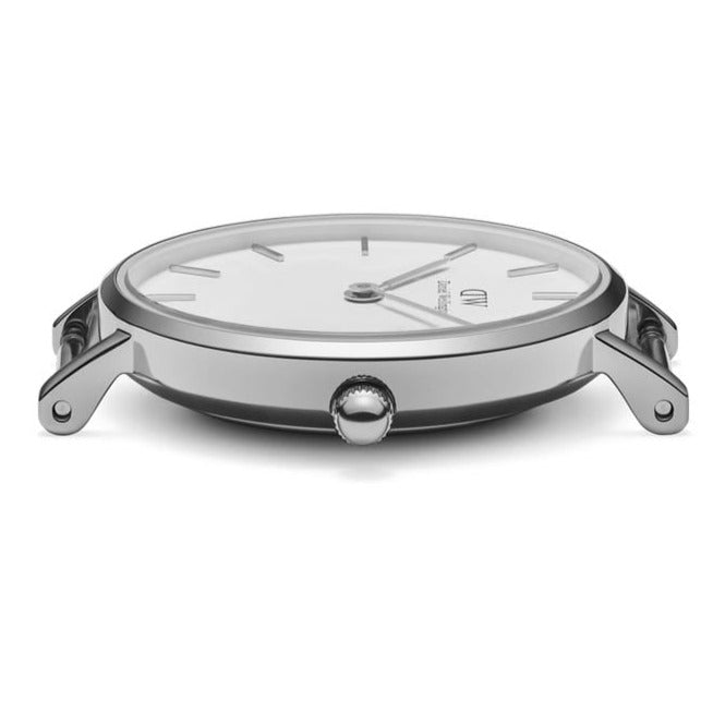 Daniel Wellington Classic Petite York White Dial Brown Leather Strap Watch For Women - DW00100244