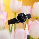 DW00100246-2 Black Watch with Pink Tulips