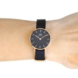 Daniel Wellington DW00100247-2 watch on wrist with black strap