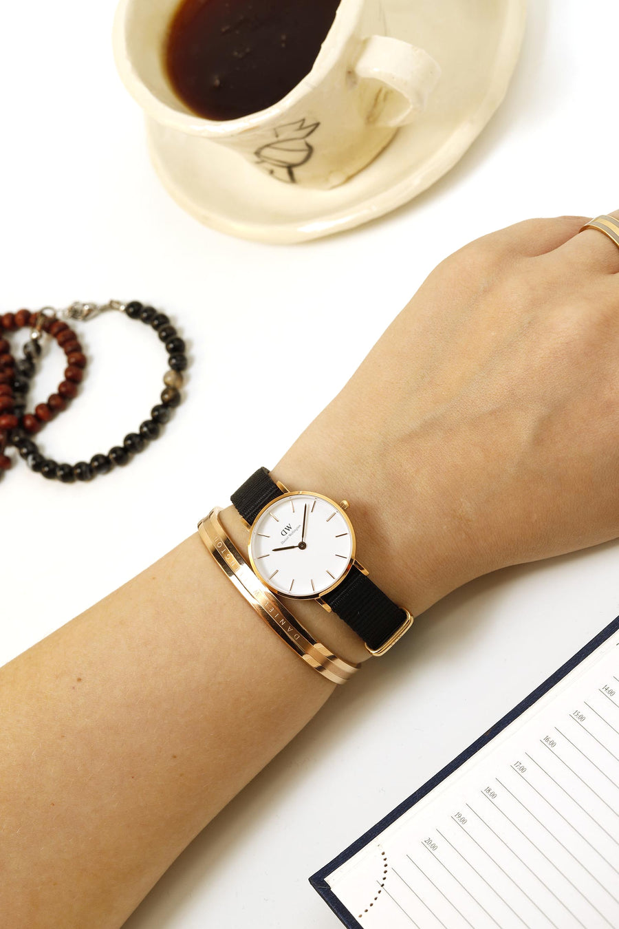 Daniel Wellington Classic Petite Cornwall White Dial Black NATO Strap Watch For Women - DW00100251
