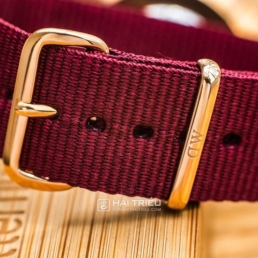Daniel Wellington Classic Roselyn White Dial Maroon Nylon Strap Watch For Women - DW00100267