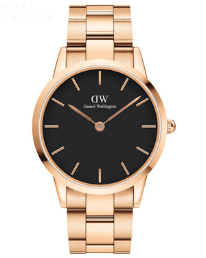 Daniel Wellington Iconic Link Black Dial Stainless Steel 40mm Watch For Men - DW00100344