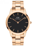 Daniel Wellington Iconic Link Black Dial Stainless Steel 40mm Watch For Men - DW00100344