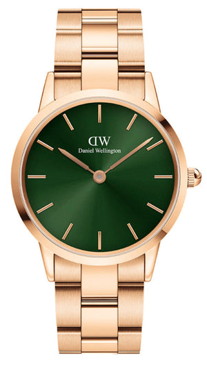 Daniel Wellington Iconic Link Emerald Green Dial Stainless Steel 36mm Watch For Women - DW00100419