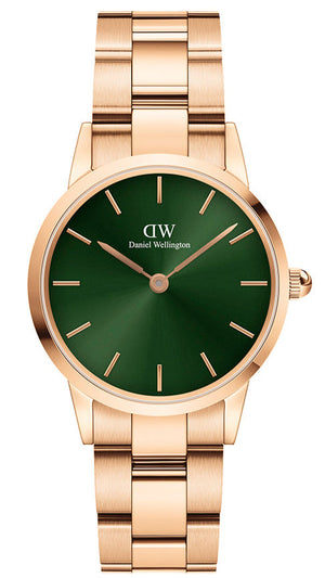 Daniel Wellington Iconic Link Emerald Green Dial Stainless Steel 28mm Watch For Women - DW00100421