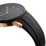 Daniel Wellington Iconic Round Case Motion Black Dial Rubber Strap Watch For Men - DW00100425