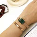 Daniel Wellington DW00100437 green watch & gold bracelet