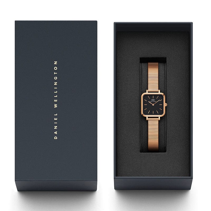 Daniel Wellington Quadro Studio Black Dial Gold Stainless Steel Watch For Women - DW00100518