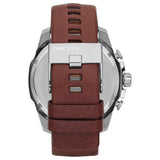 Diesel Mega Chief Black & Silver Round Dial Brown Leather Strap Watch For Men - DZ4290