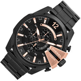 Diesel Mega Chief Black Dial Black Steel Strap Watch For Men - DZ4309