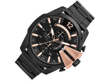 Diesel Mega Chief Black Dial Black Steel Strap Watch For Men - DZ4309