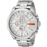 Diesel Mega Chief Quartz Chronograph White Dial Steel Strap Watch For Men - DZ4328