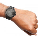 Diesel Mega Chief Chronograph Black Dial Black Steel Strap Watch For Men - DZ4355