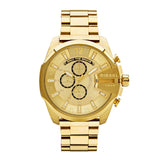 Diesel Mega Chief Gold Dial Gold Steel Strap Watch For Men - DZ4360