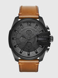 Diesel Mega Chief Grey Dial Brown Leather Strap Watch For Men - DZ4463