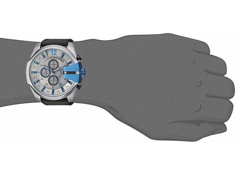 Diesel Mega Chief Chronograph Black Dial Black Nylon Strap Watch For Men - DZ4500