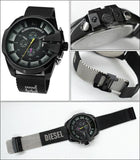 Diesel Mega Chief Chronograph Black Dial Black Mesh Bracelet Watch For Men - DZ4514