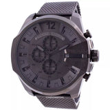 Diesel Mega Chief Chronograph Black Dial Black Steel Strap Watch For Men - DZ4527