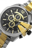 Diesel Mega Chief Chronograph Black Dial Two Tone Steel Strap Watch For Men - DZ4581