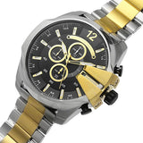 Diesel Mega Chief Chronograph Black Dial Two Tone Steel Strap Watch For Men - DZ4581