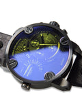 Diesel Little Daddy Blue Dial Black Leather Strap Watch For Men - DZ7257