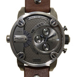 Diesel Little Daddy SBA Small Sized Grey Dial Brown Leather Strap Watch For Men - DZ7258