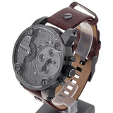 Diesel Little Daddy SBA Small Sized Grey Dial Brown Leather Strap Watch For Men - DZ7258