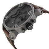 Diesel Little Daddy SBA Small Sized Grey Dial Brown Leather Strap Watch For Men - DZ7258