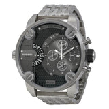 Diesel Little Daddy Chronograph Black Dial Silver Steel Strap Watch For Men - DZ7259