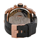 Diesel Big Daddy Gold & Black Dial Black Leather Strap Watch For Men - DZ7261