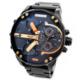 Diesel Big Daddy Black Dial Black Steel Strap Watch For Men - DZ7312