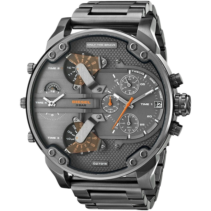Diesel Mr Daddy 2.0 Chronograph Grey Dial Grey Steel Strap Watch For Men - DZ7315