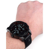 Diesel Little Daddy Black Dial Black Leather Strap Watch For Men - DZ7334